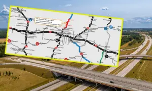 Mapa drogowa z zaznaczonym Poznaniem i trasą S11. Szukając odpowiedzi na pytanie, ile kilometrów jest z Poznania do Kołobrzegu, widzimy drogę S11 wiodącą na północ.