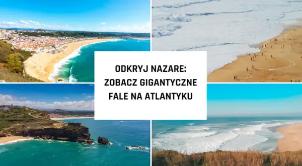 Widok na wybrzeże Portugalii, gdzie widać, czy Portugalia ma dostęp do morza, z gigantycznymi falami na Atlantyku w Nazare.