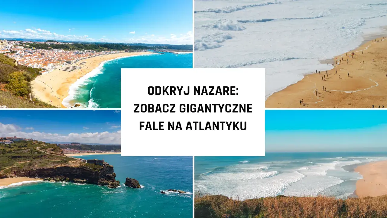 Widok na wybrzeże Portugalii, gdzie widać, czy Portugalia ma dostęp do morza, z gigantycznymi falami na Atlantyku w Nazare.